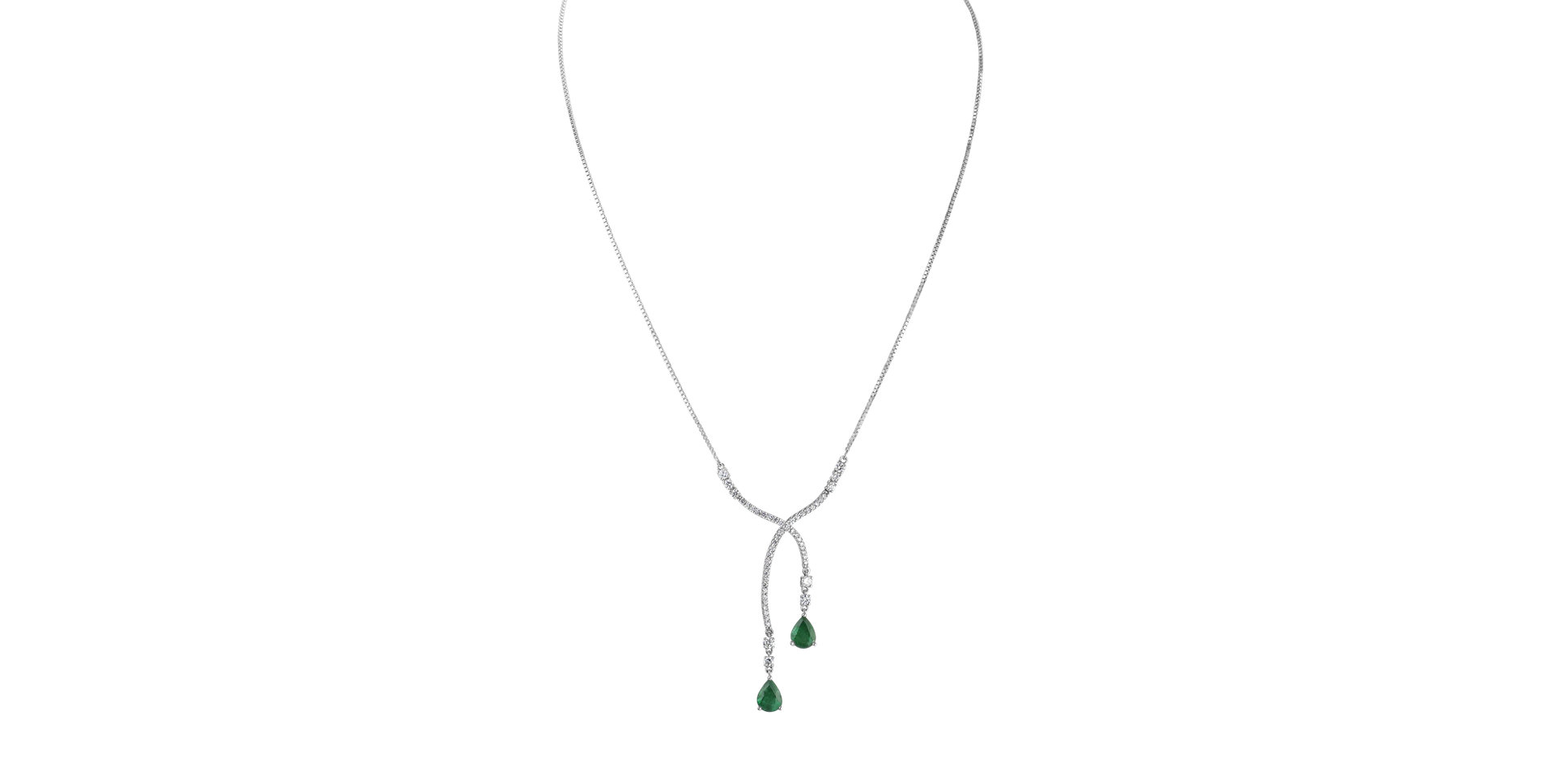 Náhrdelník s diamantmi a smaragdmi Emerald Tear