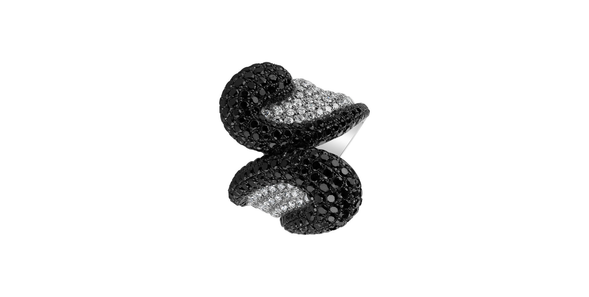 Prsteň s čiernymi a bielymi diamantmi Bambi
