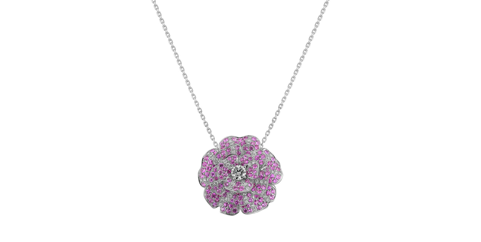 Přívěsok s diamantmi a zafírmi Pink Fleur