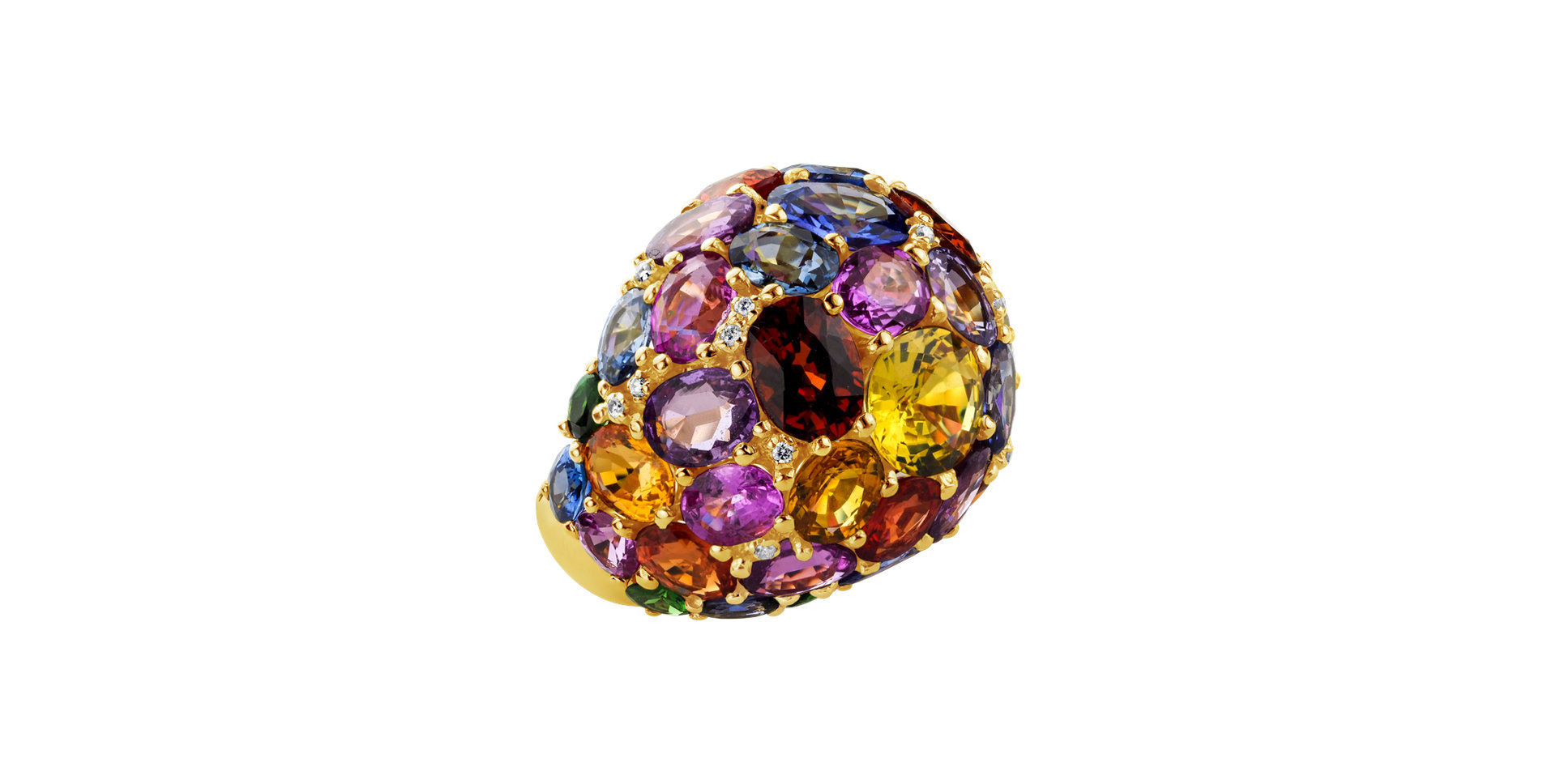 Prsteň s diamantmi, zafírmi a tanzanitmi Cheyenne