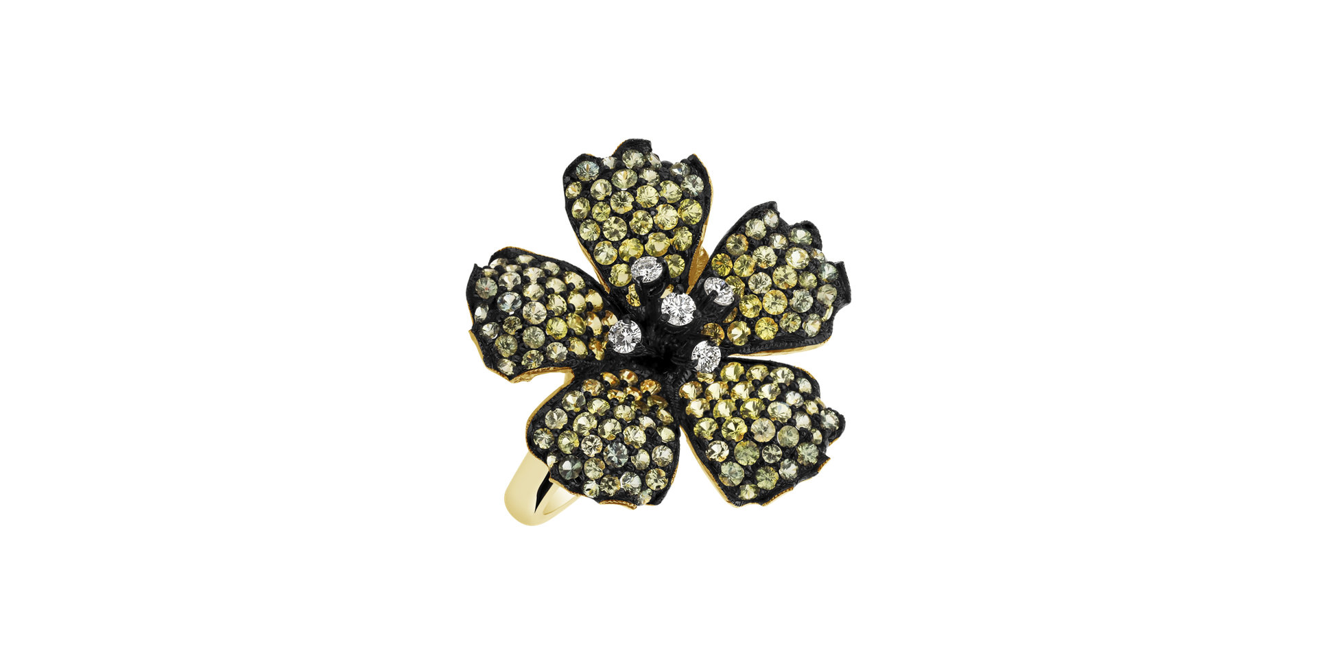 Prsteň s diamantmi a zafírmi Night Bloom