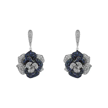 Náušnice s diamantmi a zafírmi Charming Unique