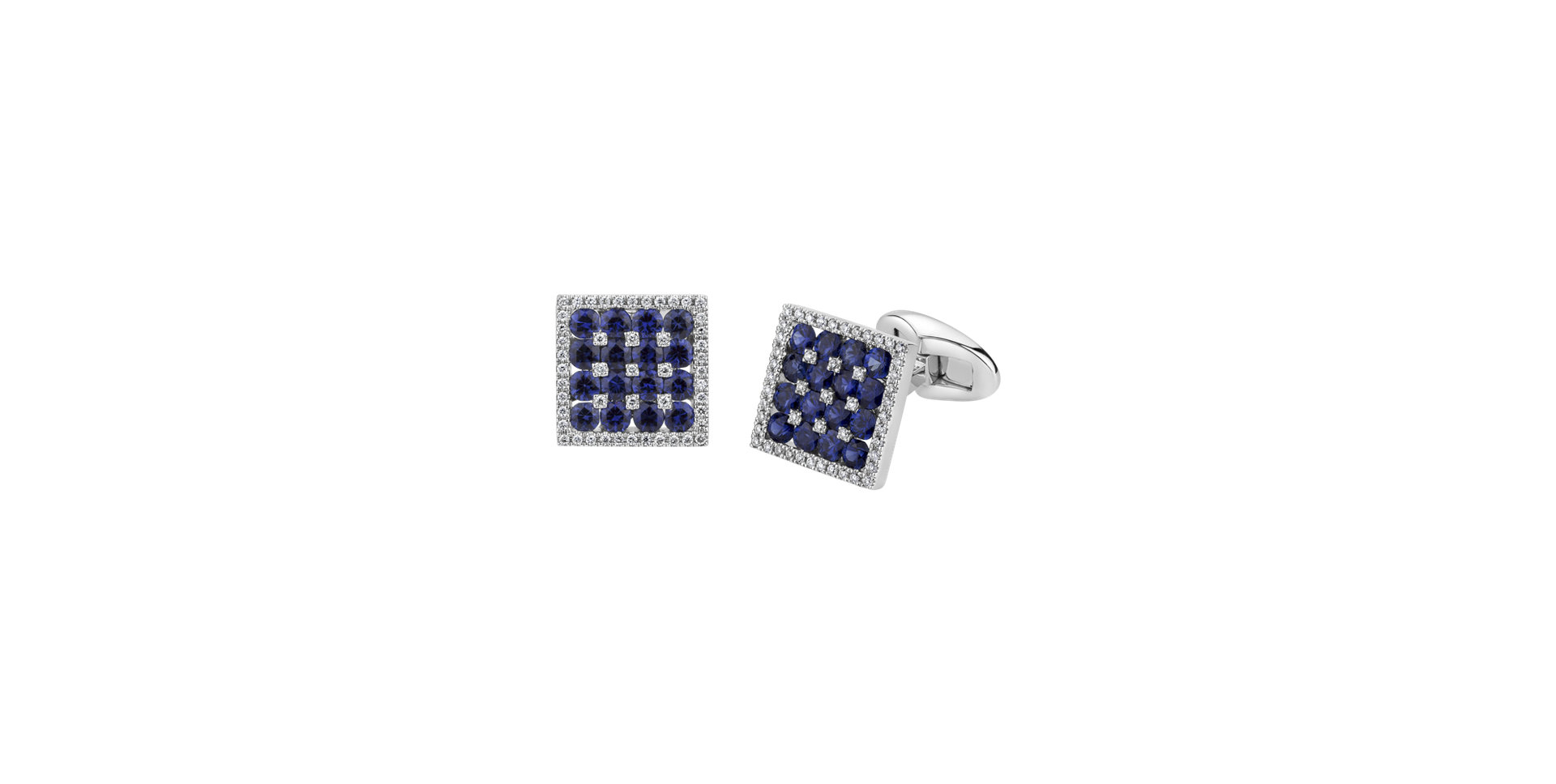 Manžetové gombíky s diamantmi a zafírmi Blue Square