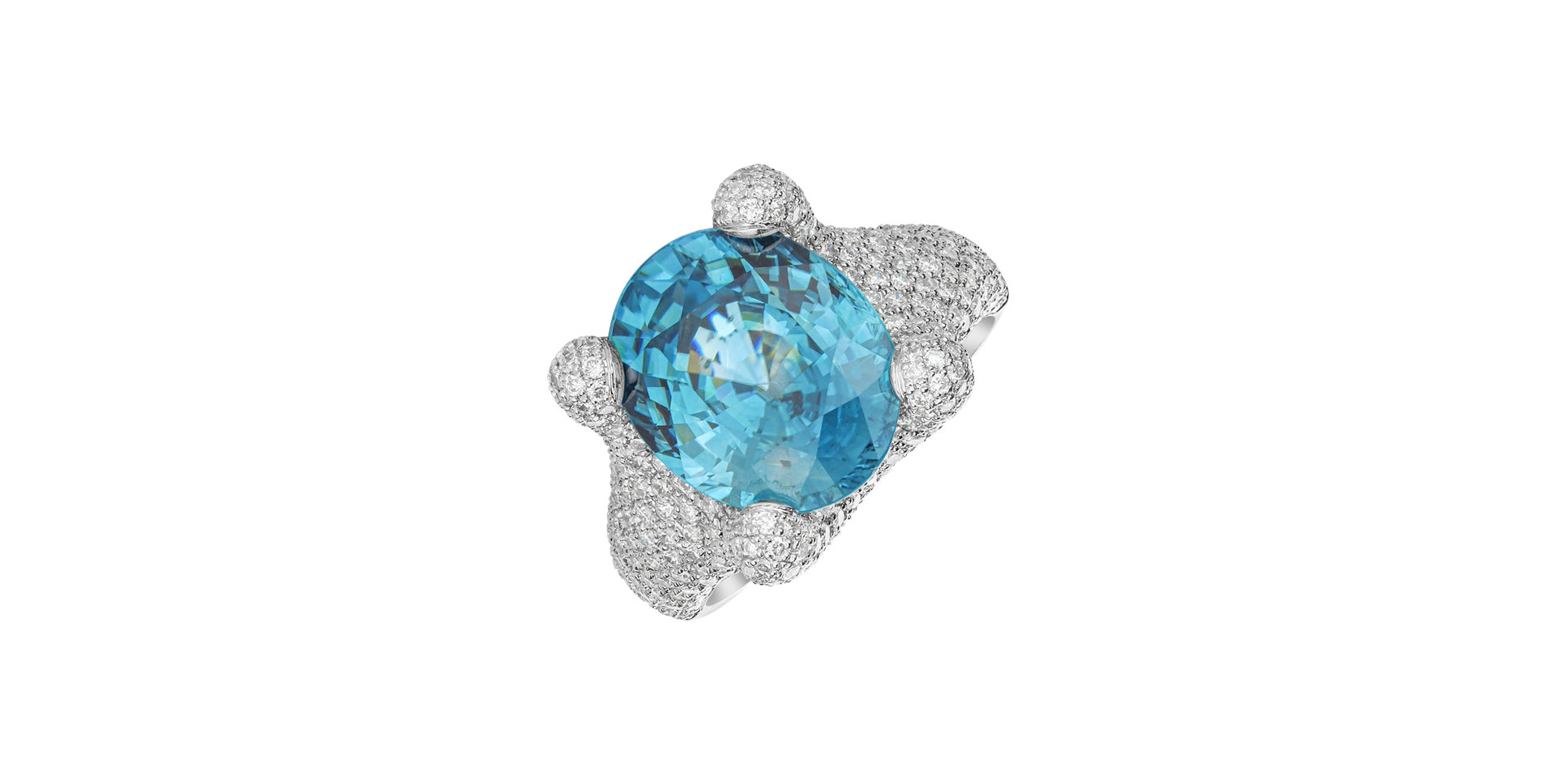 Prsteň so zirkonem a diamantmi Midnight Ocean