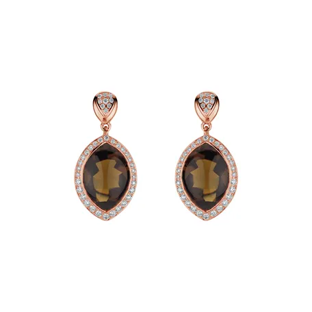 Náušnice s quartzom a diamantmi Yellow Queen