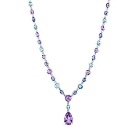 Náhrdelník s diamantmi, ametystmi, topásmi a iolitmi Violet Romance