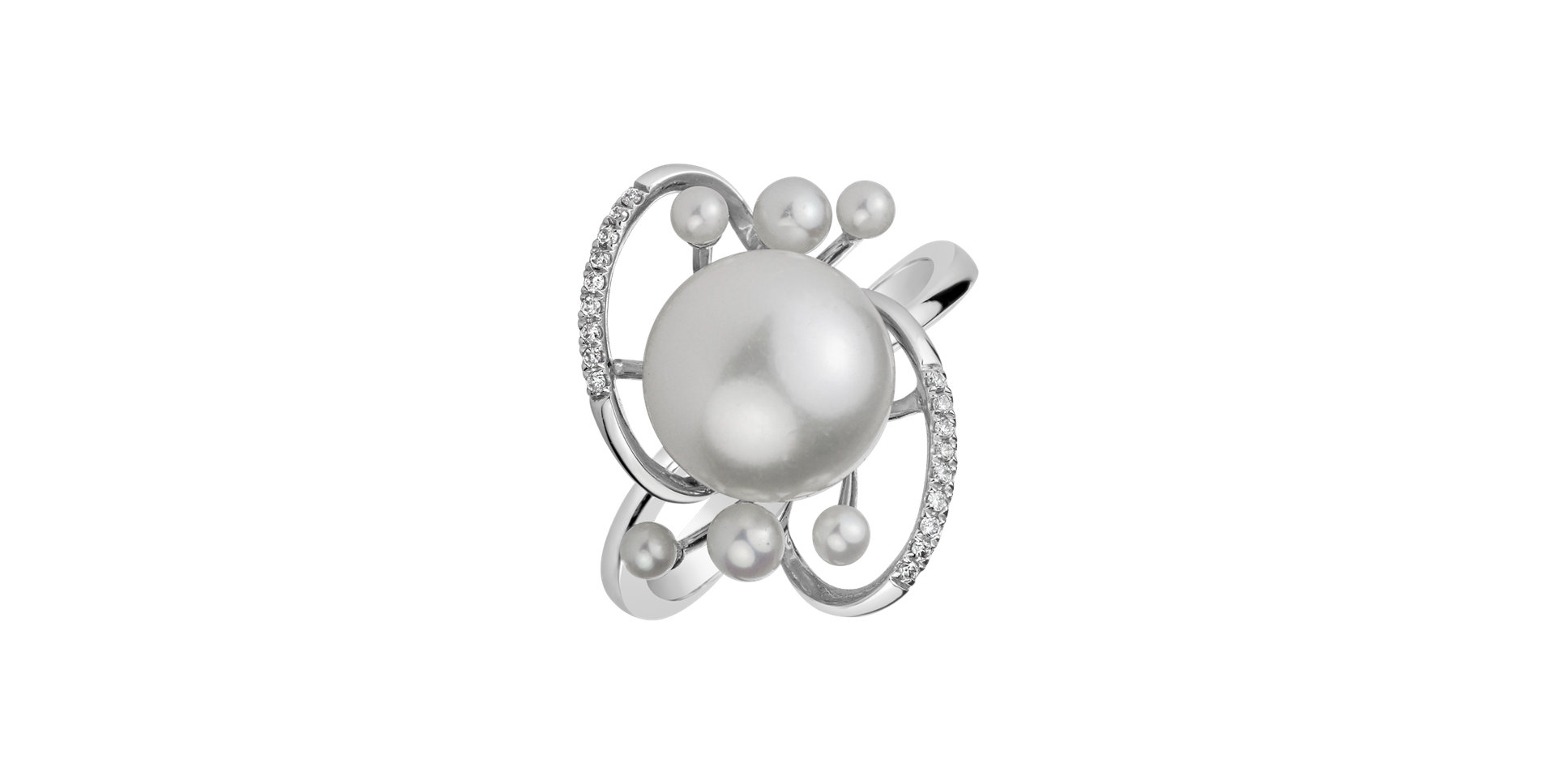 Prsteň s perlou a diamantmi Nymph Treasure