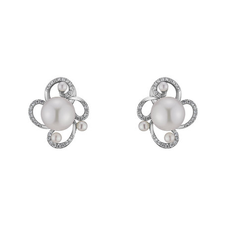Náušnice s perlami a diamantmi Nymph Charm