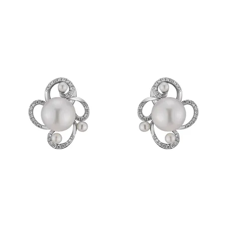 Náušnice s perlami a diamantmi Nymph Charm