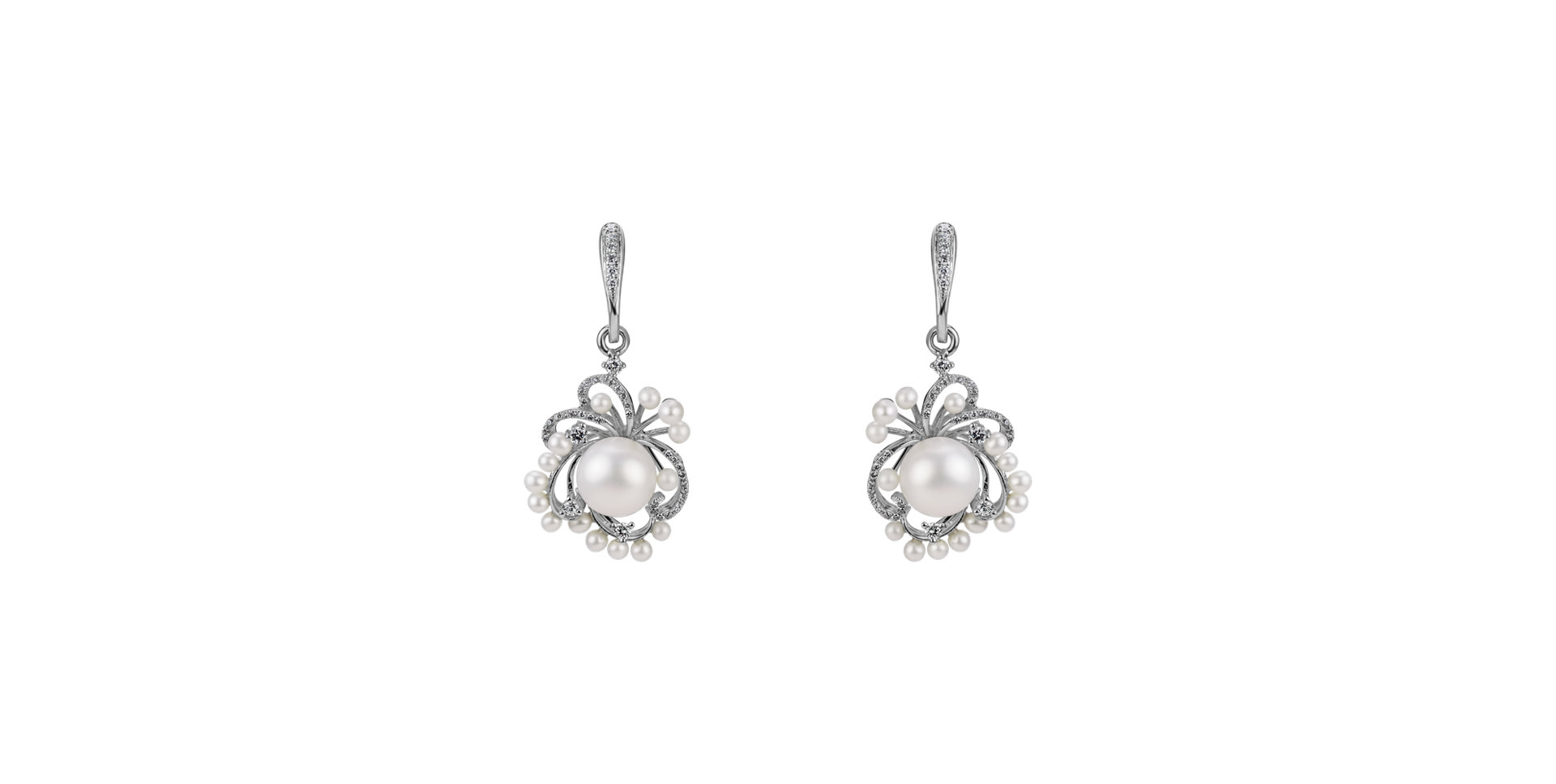 Náušnice s perlami a diamantmi Nymph Fantasy