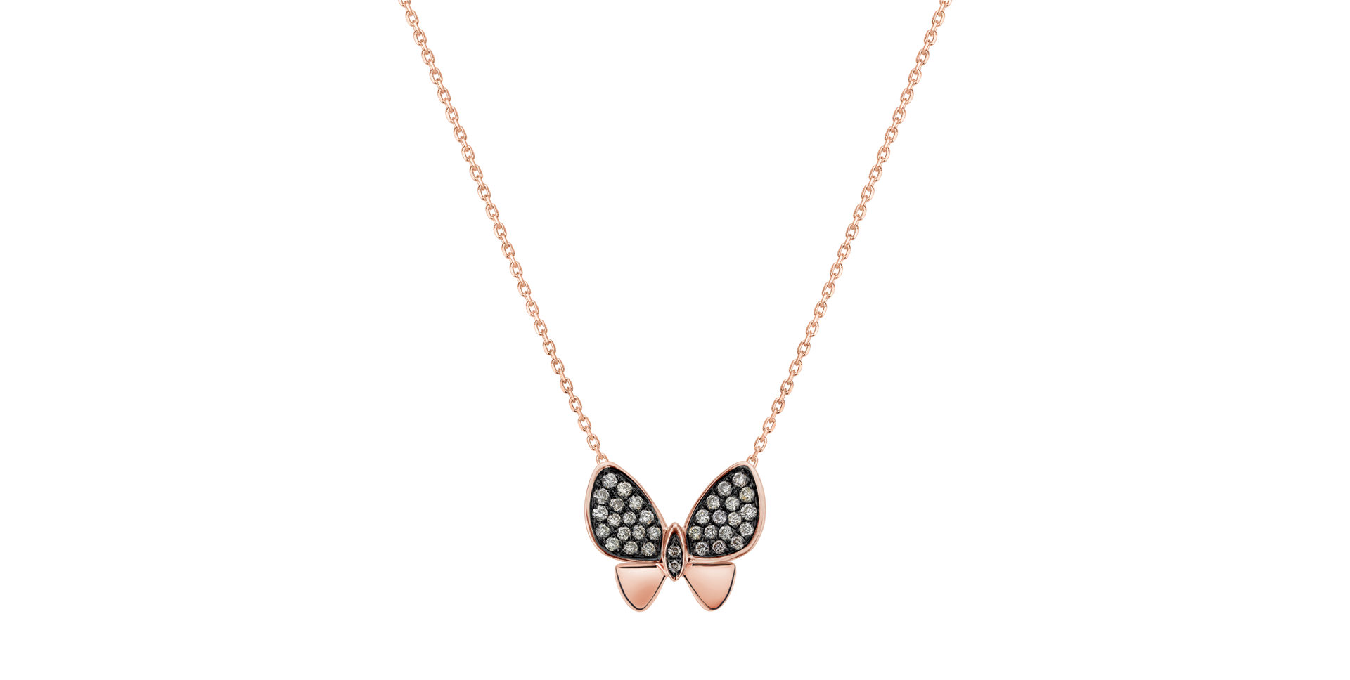 Přívěsok s hnedými diamantmi Butterfly Night