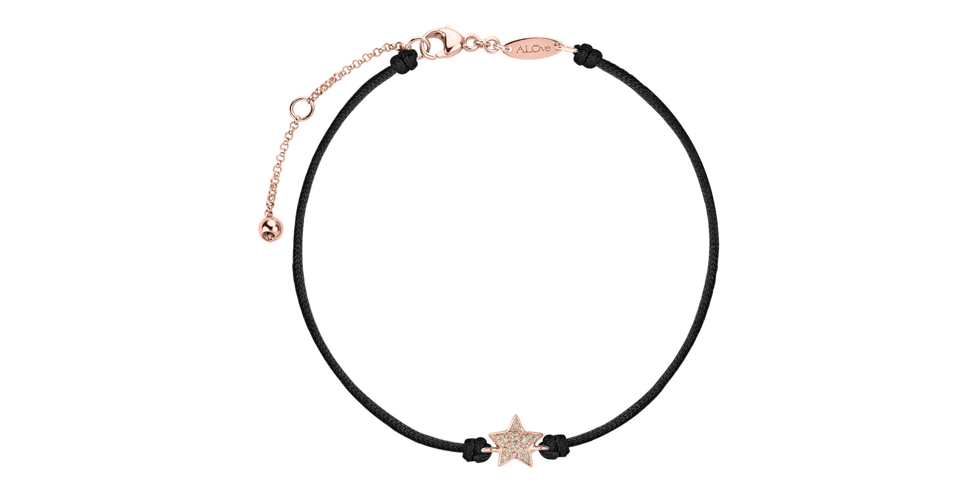 Náramok so šnúrkou a hnedými diamantmi Star Message
