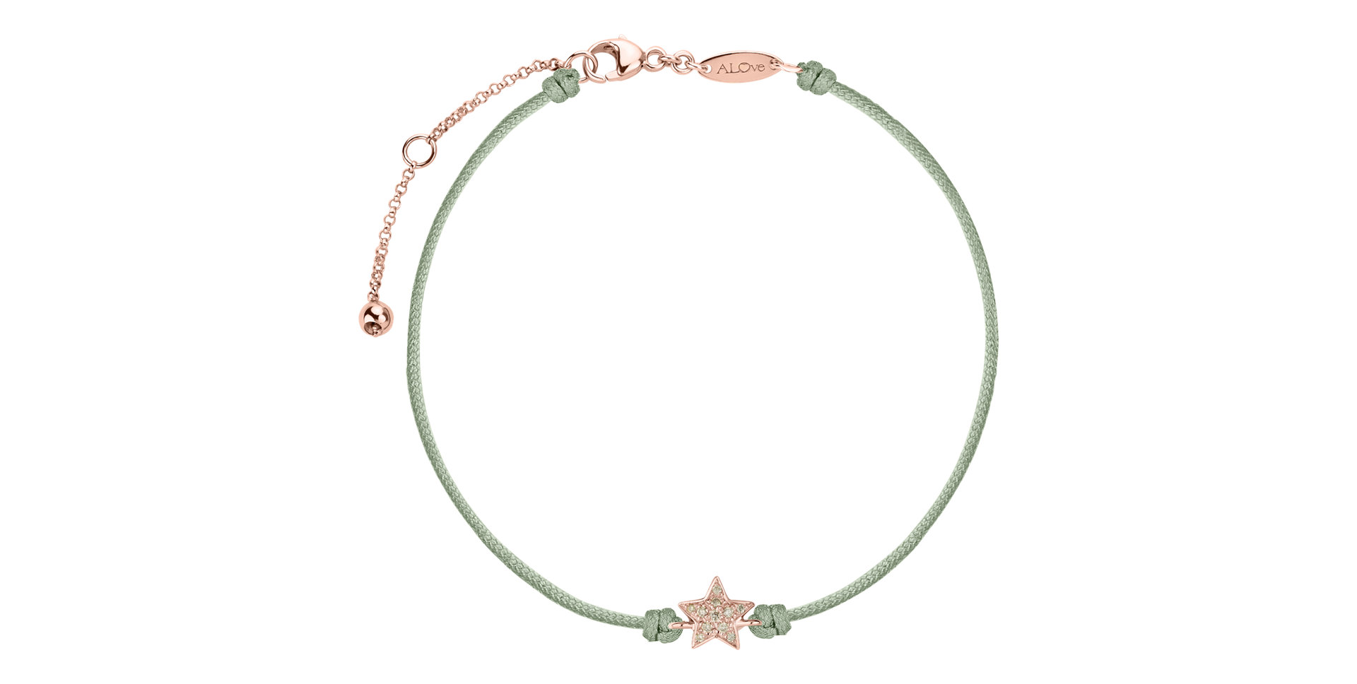 Náramok so šnúrkou a hnedými diamantmi Star Message