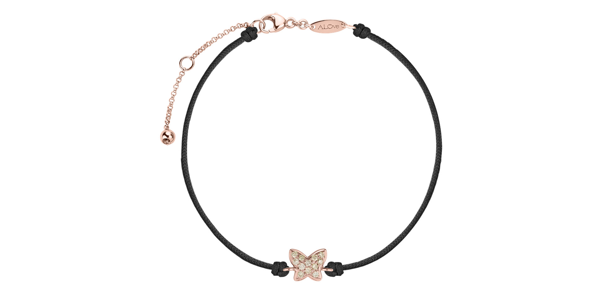 Náramok so šnúrkou a hnedými diamantmi Magic Butterfly