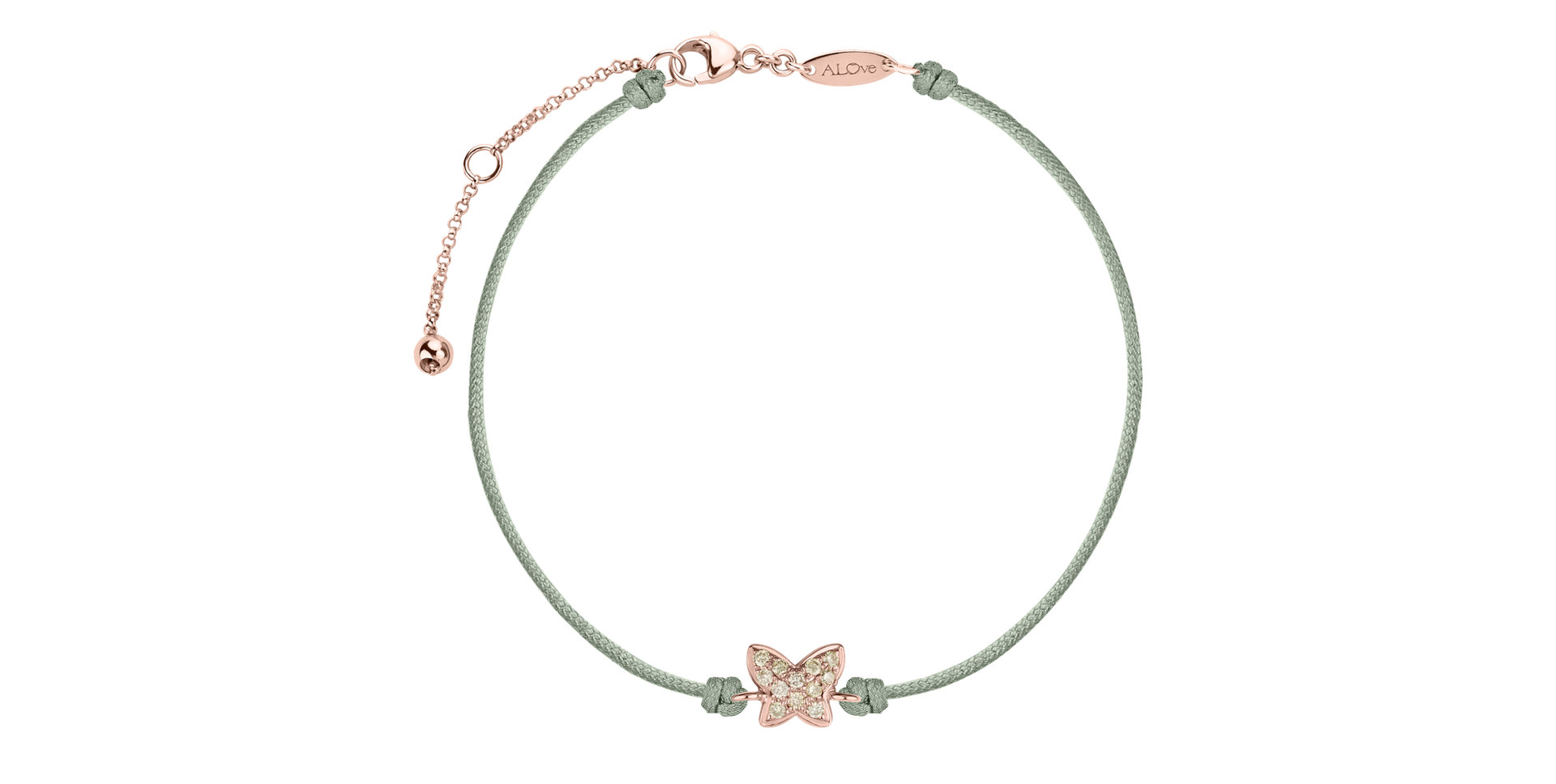 Náramok so šnúrkou a hnedými diamantmi Magic Butterfly