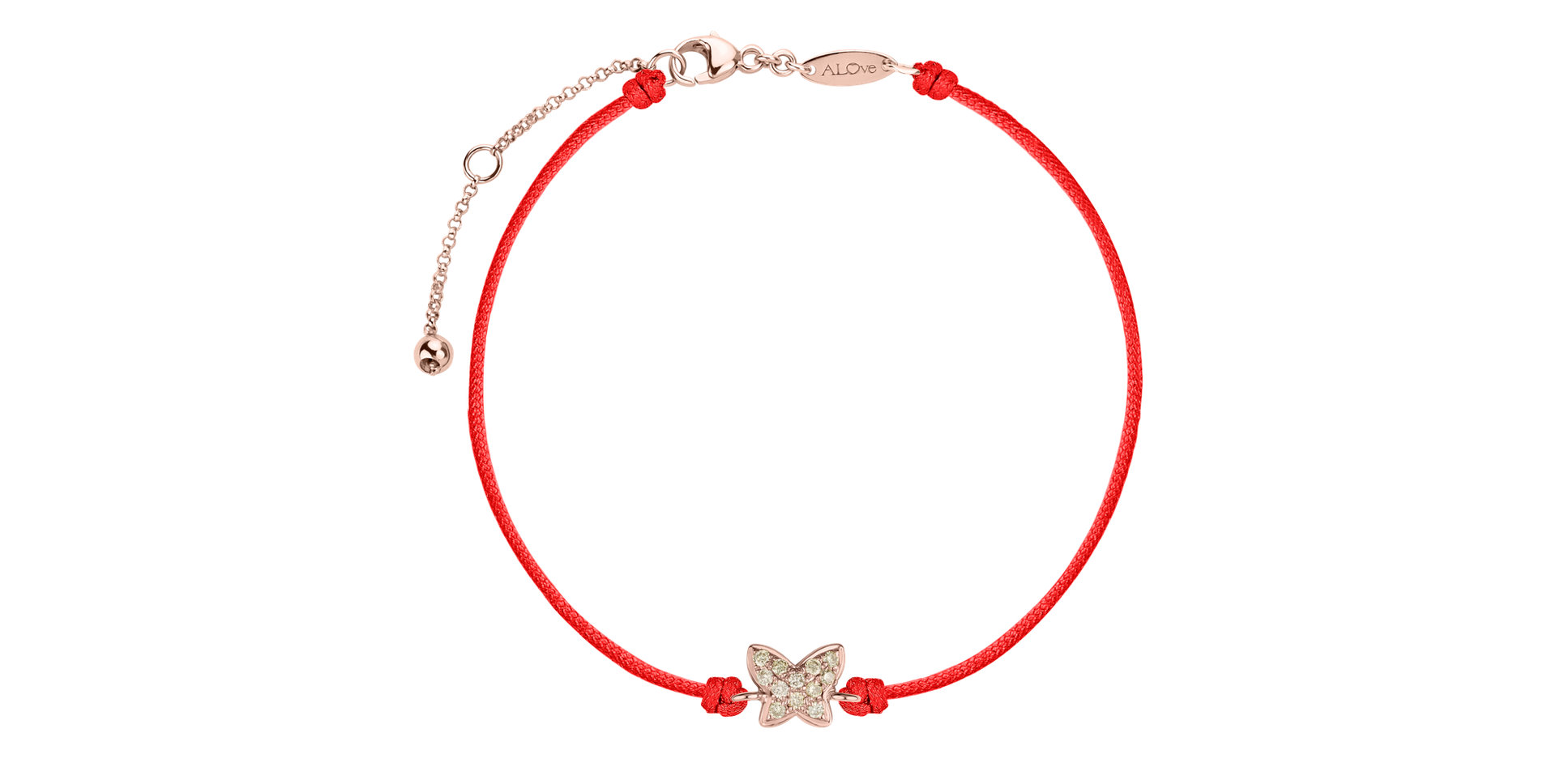 Náramok so šnúrkou a hnedými diamantmi Magic Butterfly