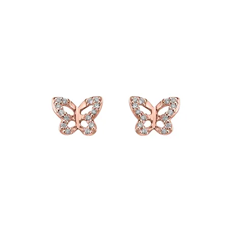 Náušnice s diamantmi Cute Butterfly