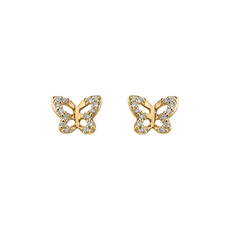 Náušnice s diamantmi Cute Butterfly