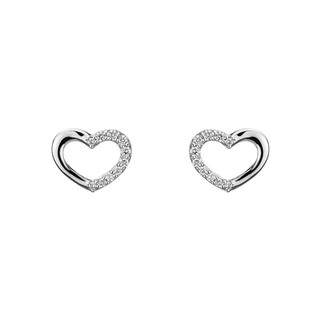 Náušnice s diamantmi Shiny Hearts