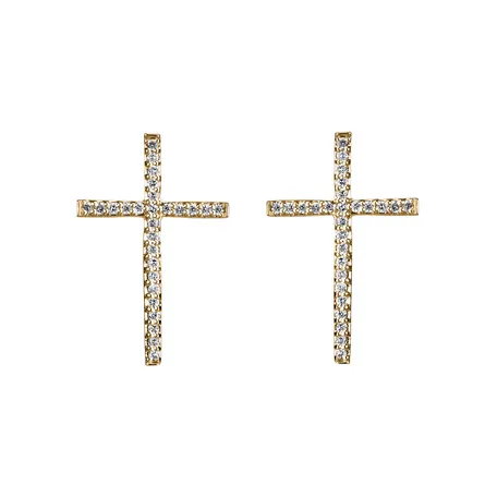 Náušnice s diamantmi Shimmering Cross