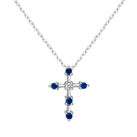 Náhrdelník s diamantom a zafírmi Sparkling Cross