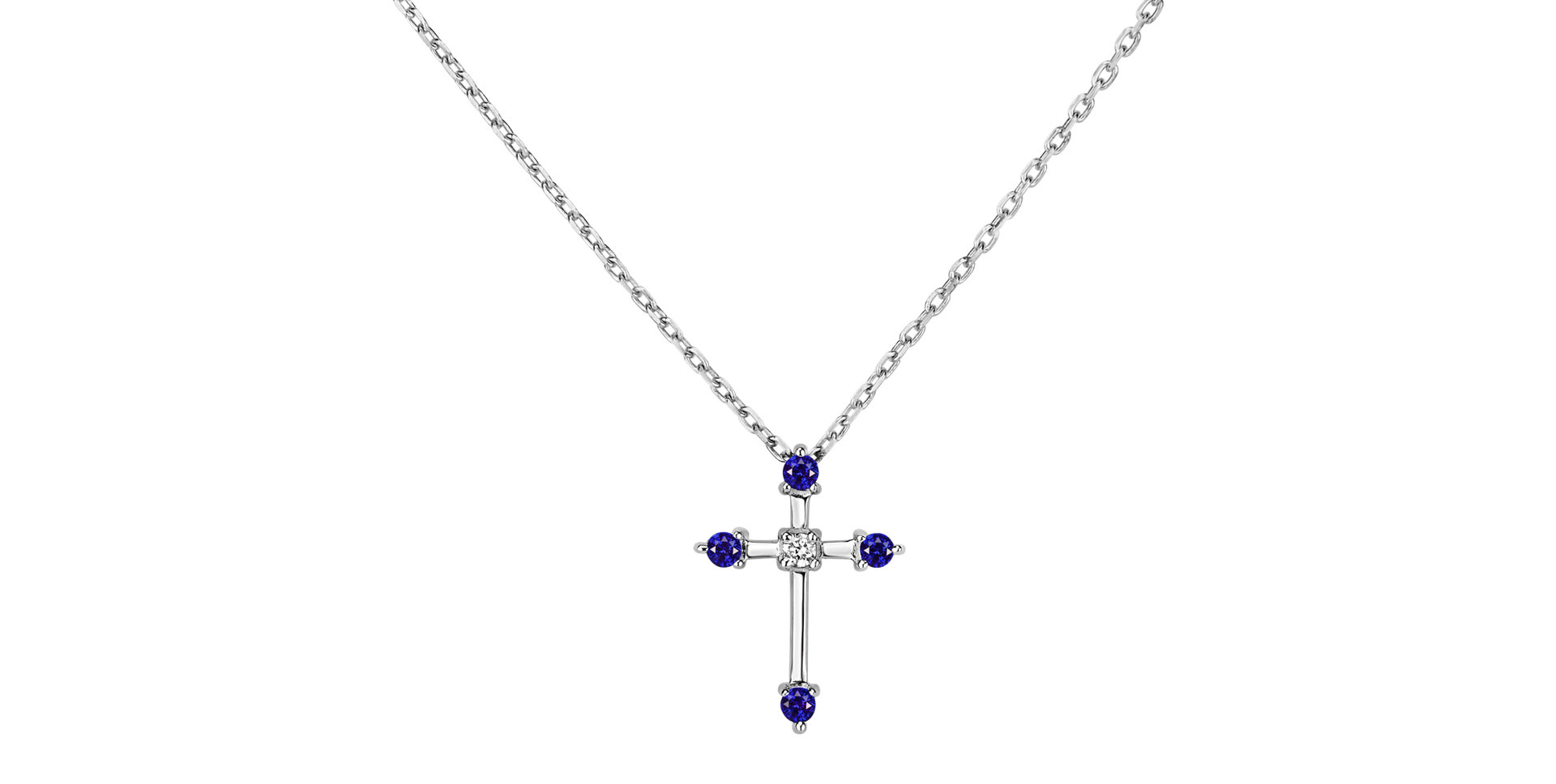 Náhrdelník s diamantom a zafírmi Shiny Cross