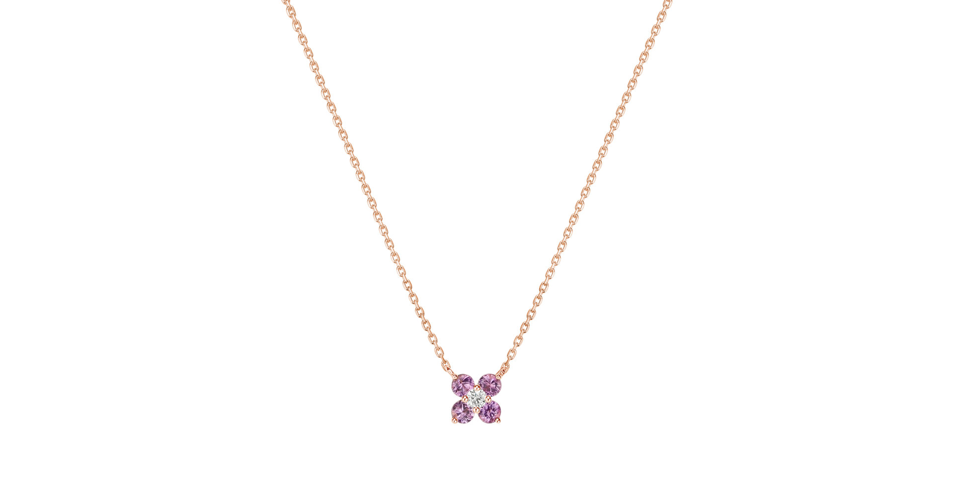 Náhrdelník s diamantom a ružovými zafírmi Sapphire Glamour