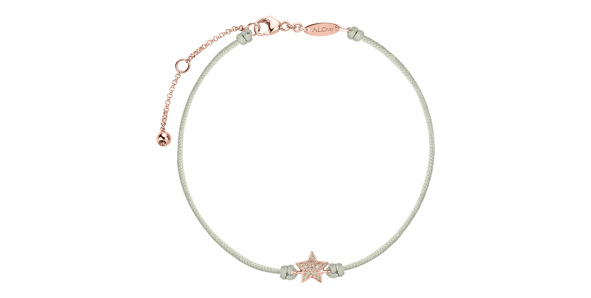 Náramok so šnúrkou a hnedými diamantmi Star Message
