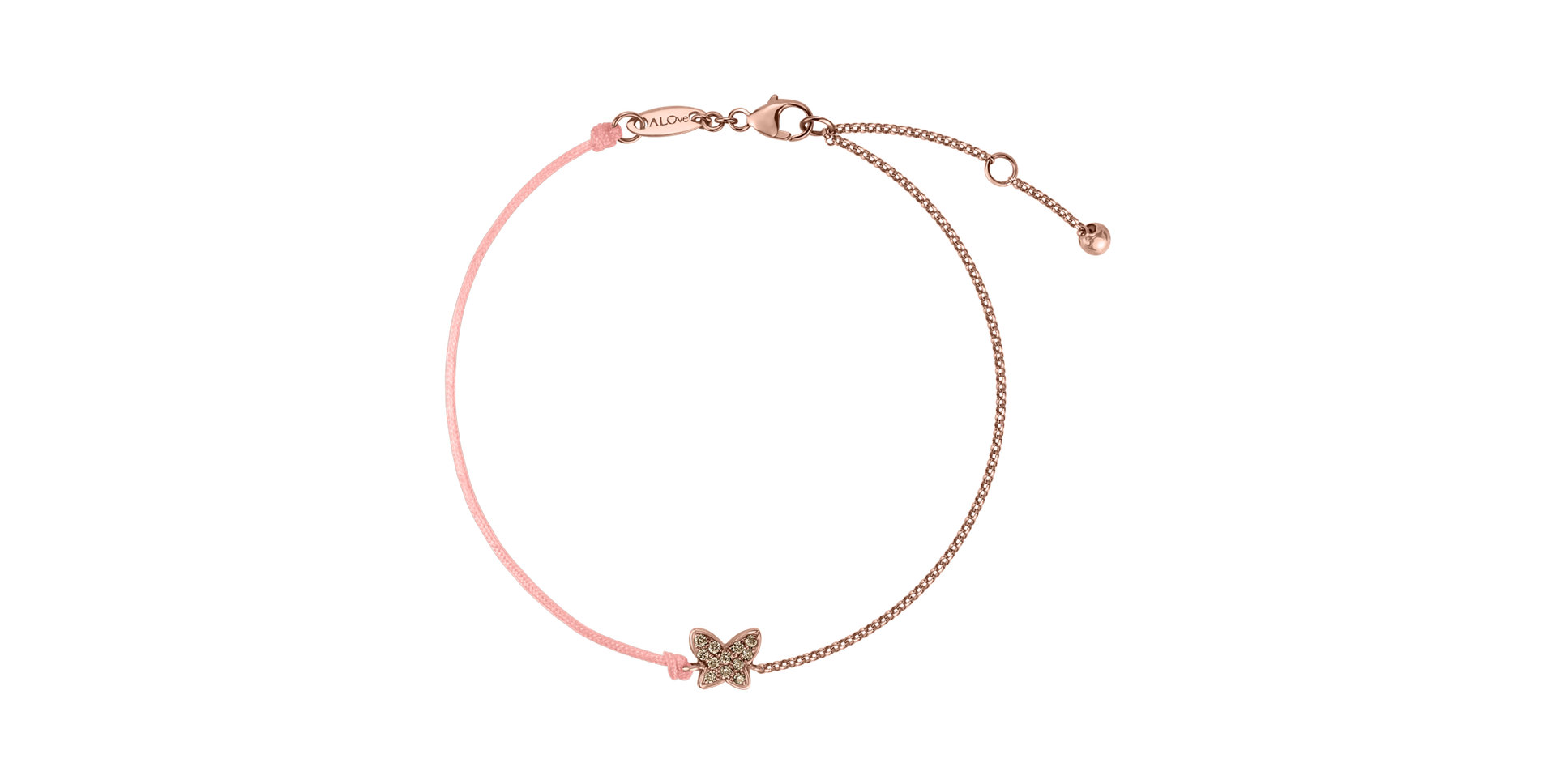 Náramok so šnúrkou a hnedými diamantmi Butterfly Secret