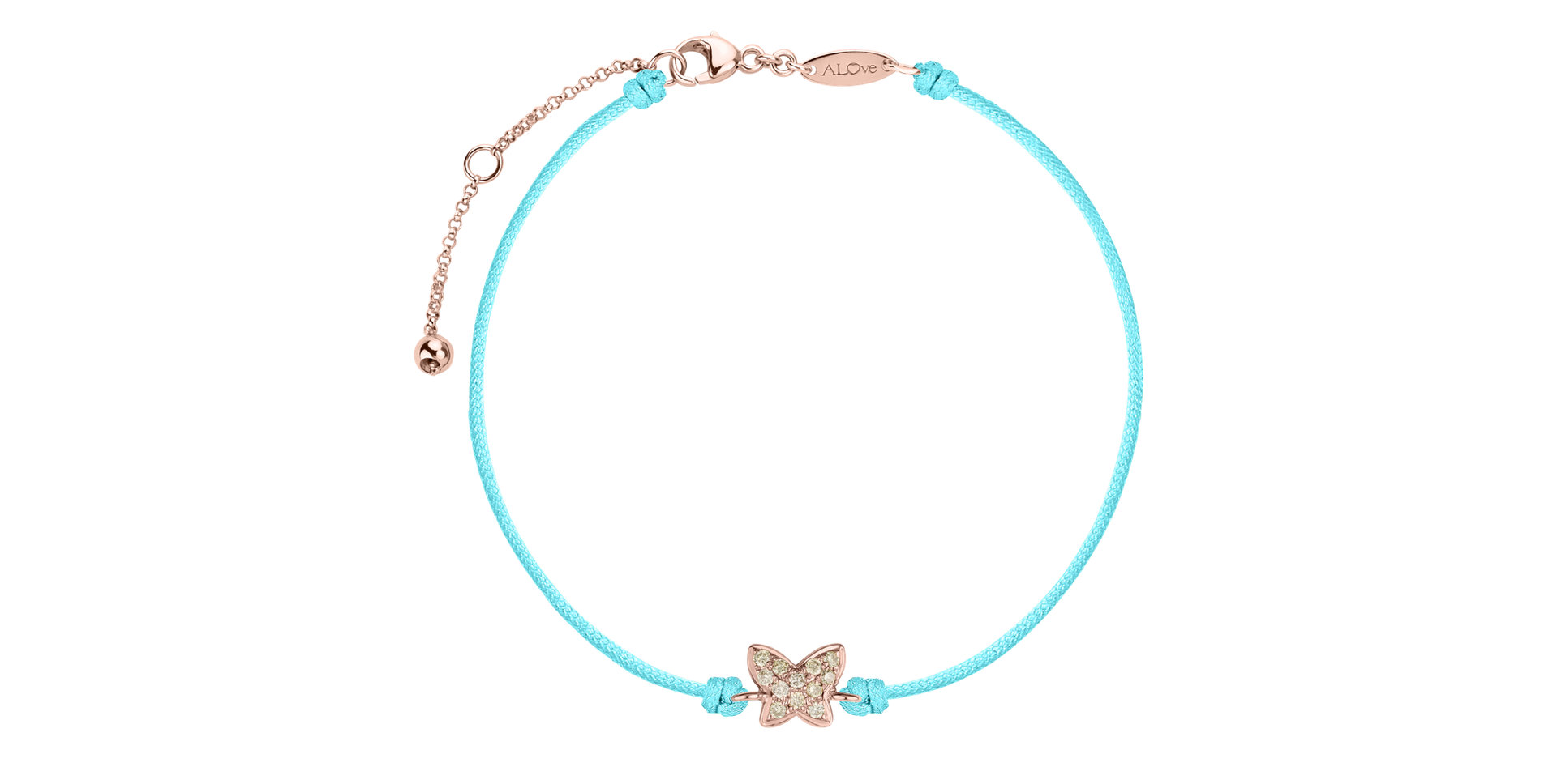 Náramok so šnúrkou a hnedými diamantmi Magic Butterfly