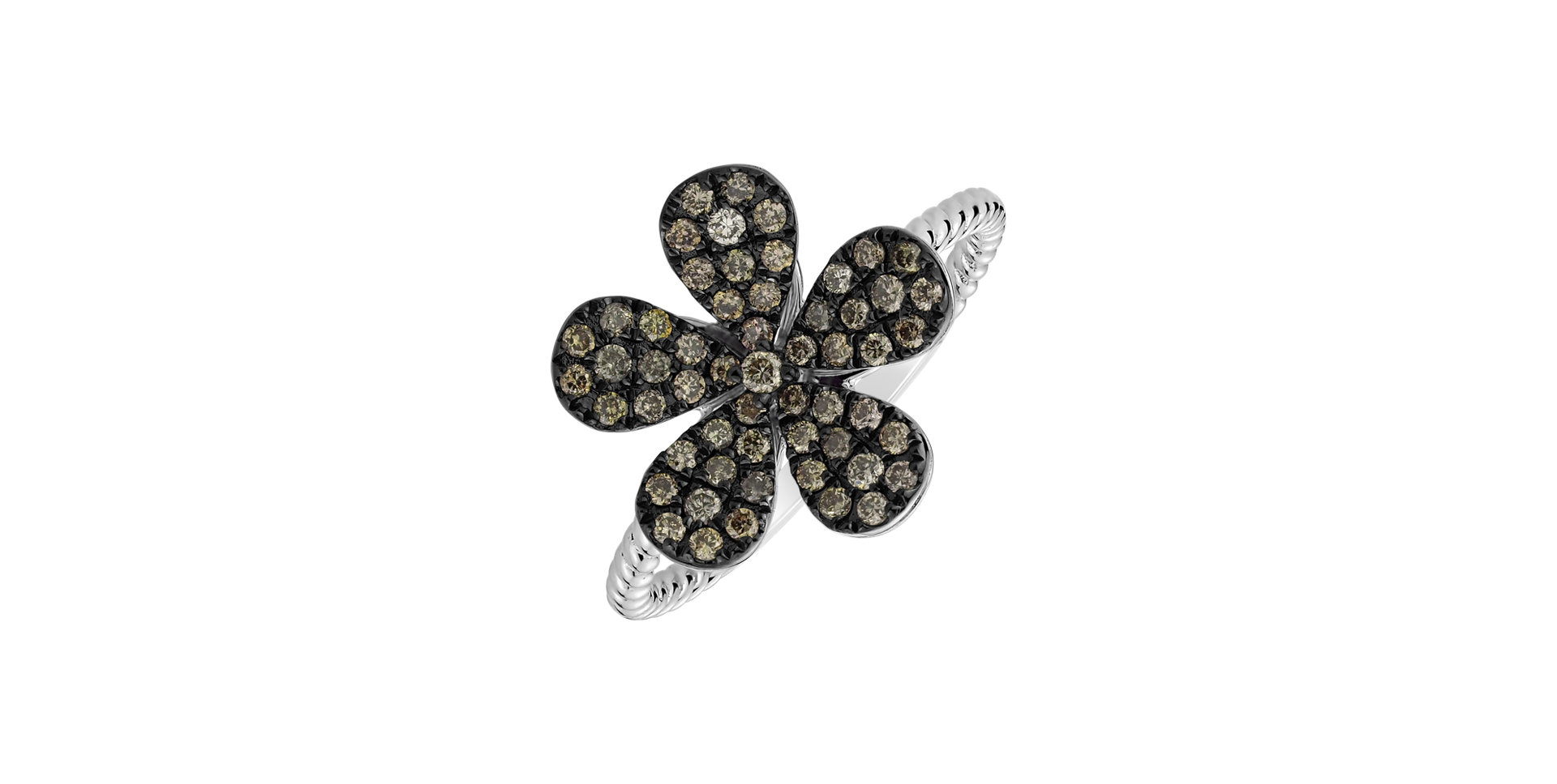 Prsteň s hnedými diamantmi Flower Caress