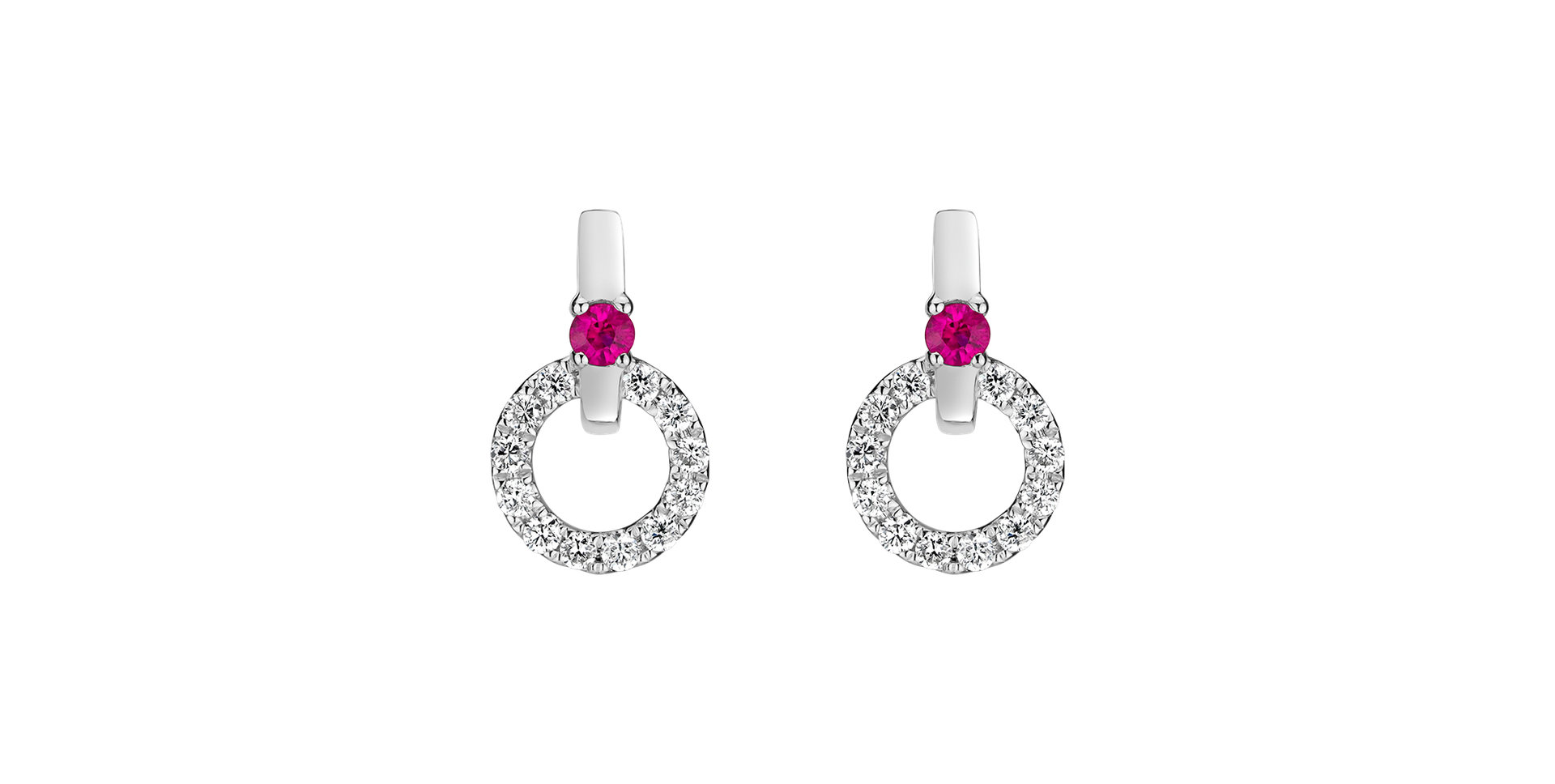 Náušnice s diamantmi a rubínom Lovely Circles