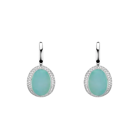 Náušnice s chalcedonom a diamantmi Rainbow Drop