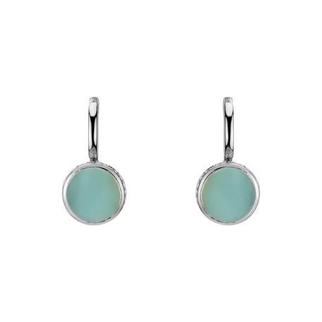 Náušnice s chalcedonom a diamantmi Mellow Blossom