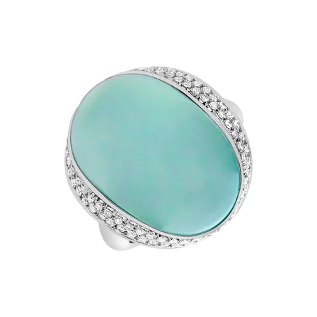 Prsteň s chalcedonom a diamantmi Rainbow Blossom