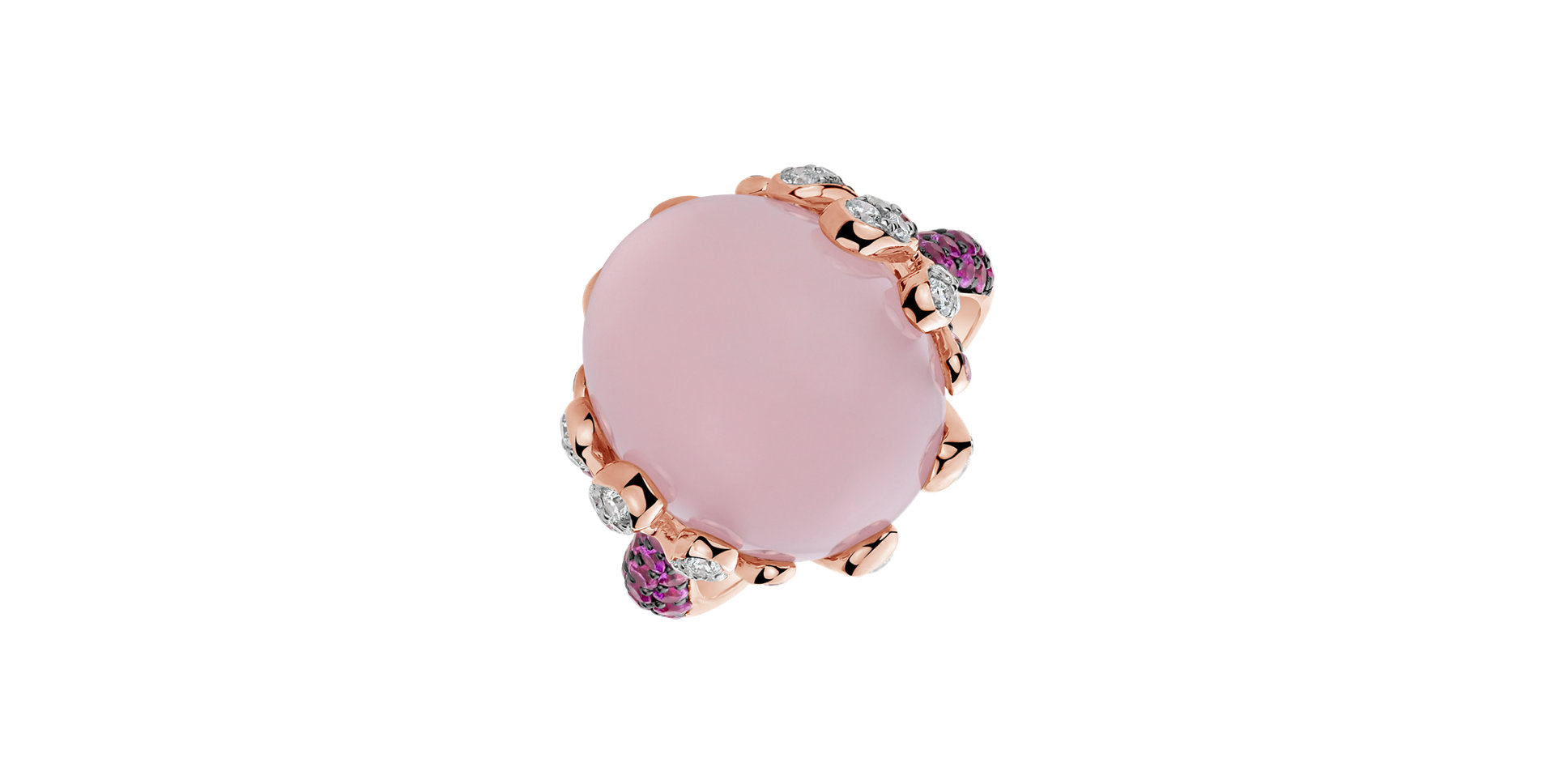 Prsteň s diamantmi, ruženínom a zafírmi Heaven Temptation