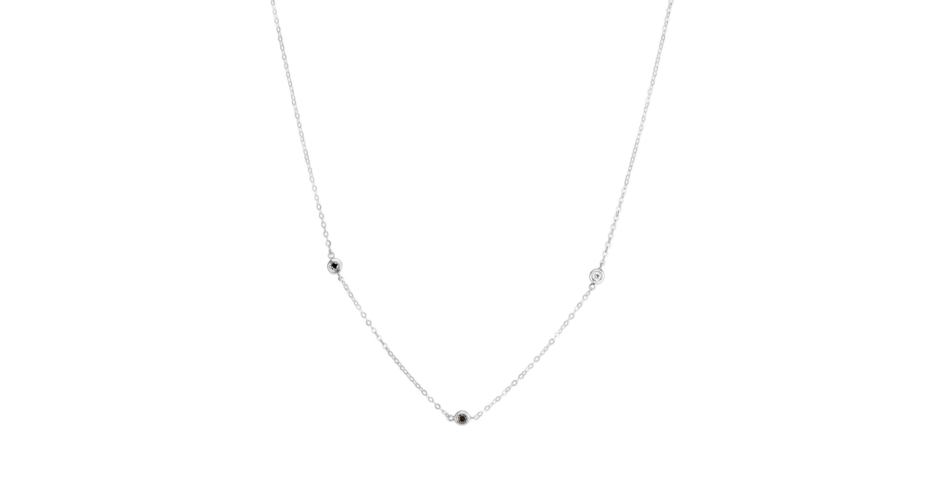 Náhrdelník s čiernymi, hnedými a bielymi diamantmi Dots