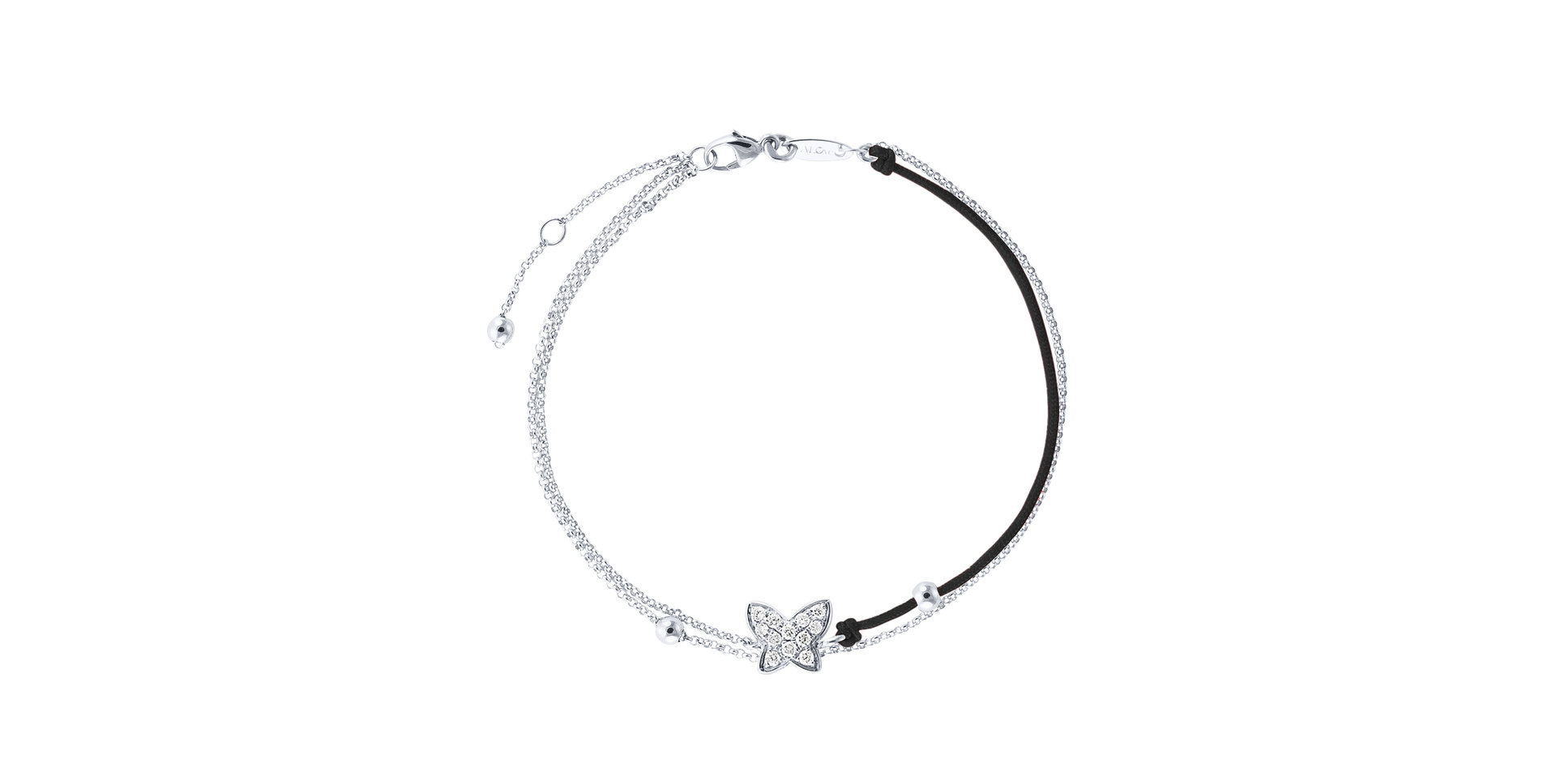 Diamantový náramok so šnúrkou Luxury Butterfly