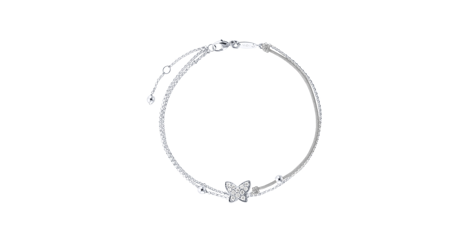 Diamantový náramok so šnúrkou Luxury Butterfly