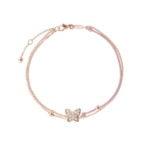 Diamantový náramok so šnúrkou Luxury Butterfly