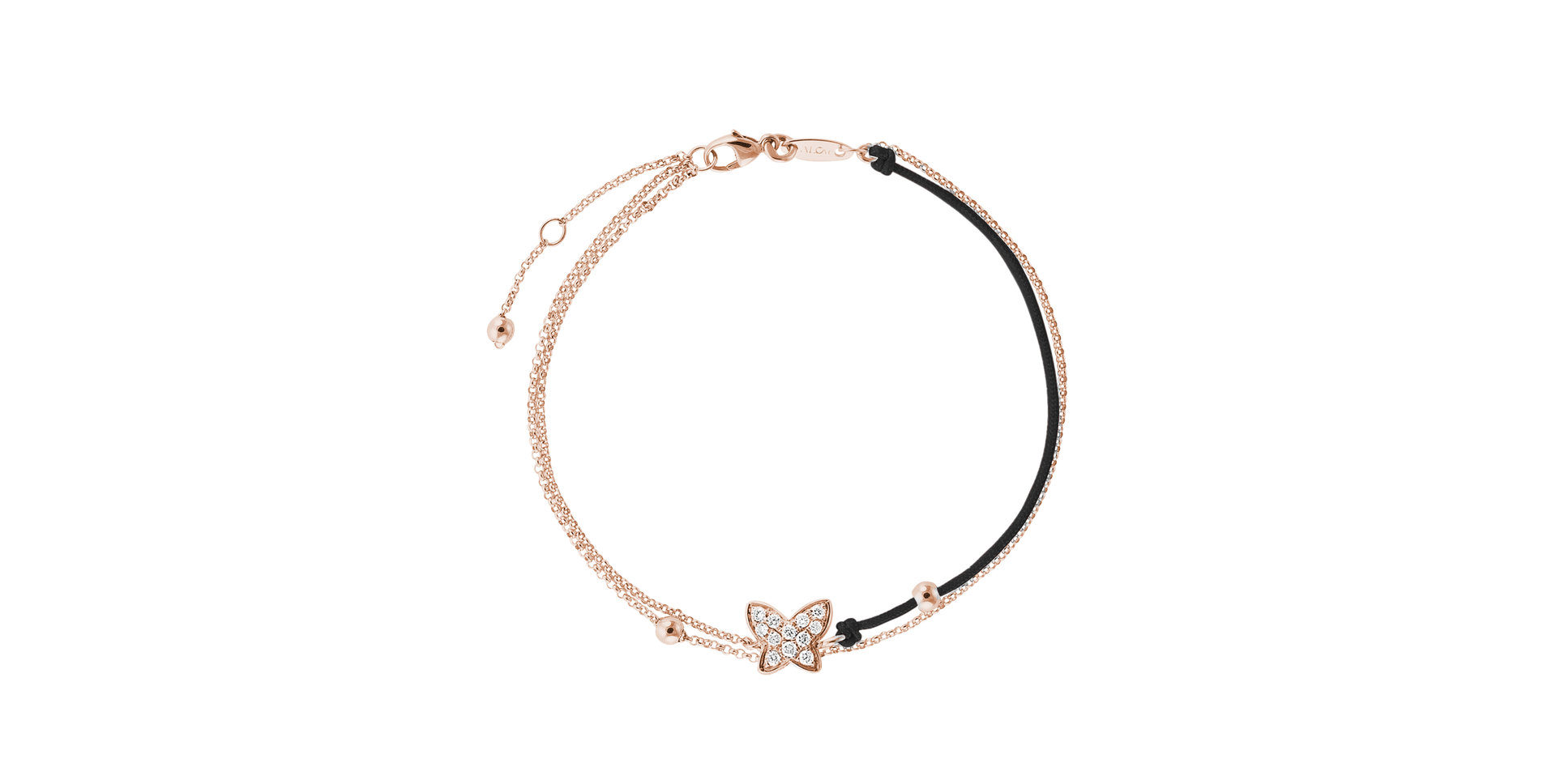 Diamantový náramok so šnúrkou Luxury Butterfly