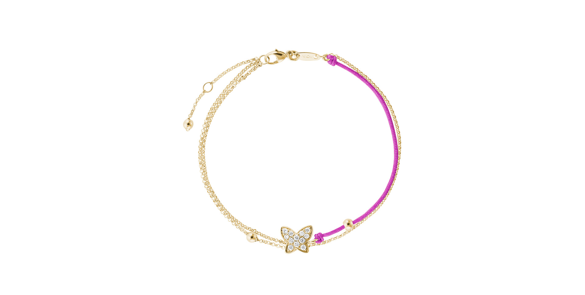Diamantový náramok so šnúrkou Luxury Butterfly