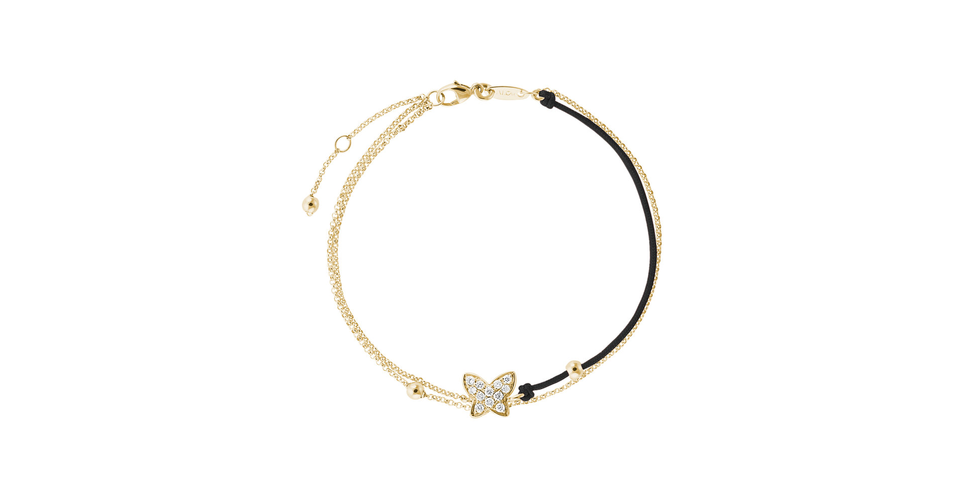 Diamantový náramok so šnúrkou Luxury Butterfly