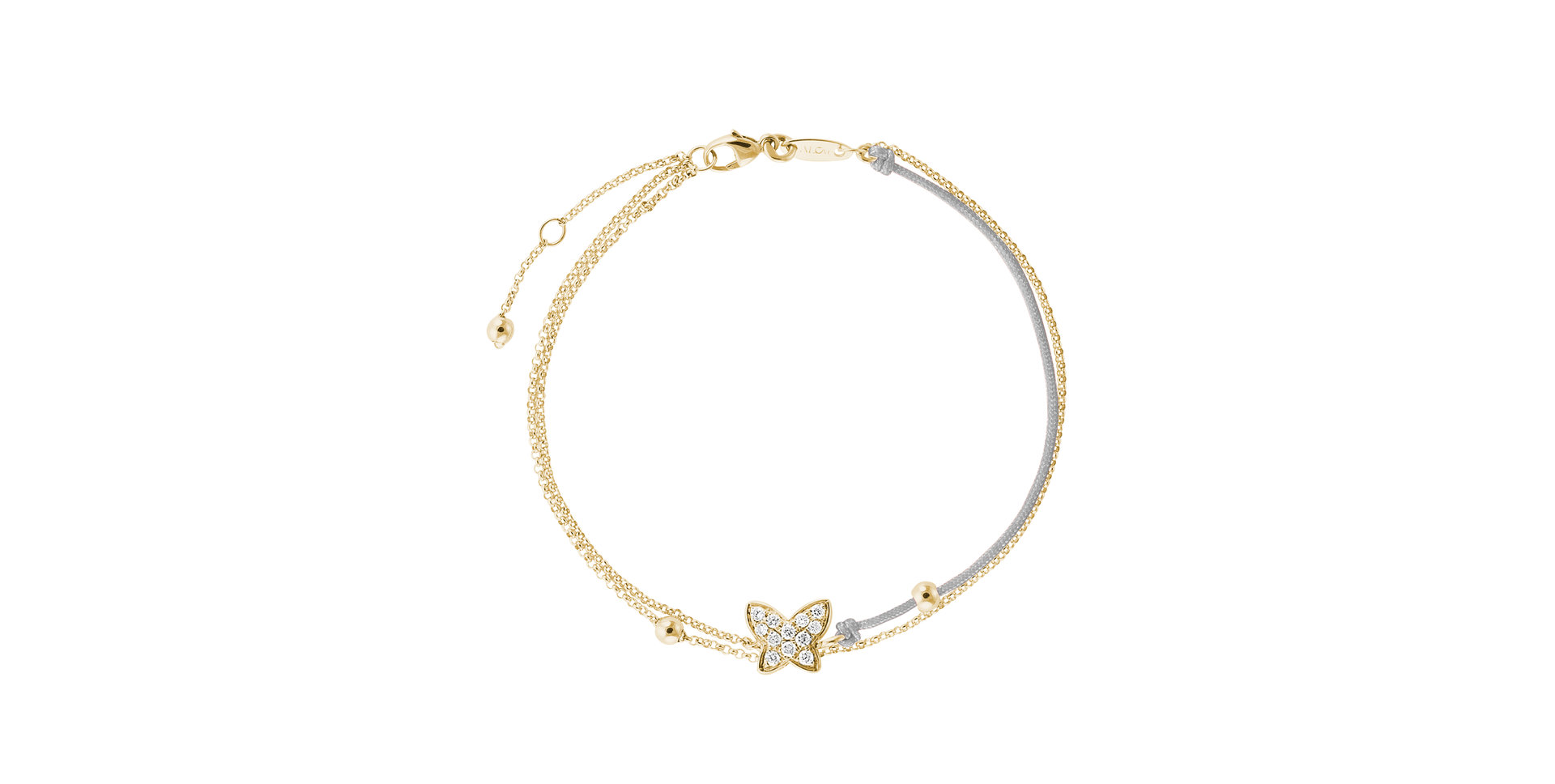 Diamantový náramok so šnúrkou Luxury Butterfly