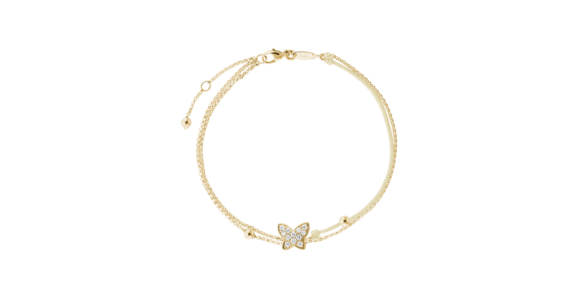 Diamantový náramok so šnúrkou Luxury Butterfly
