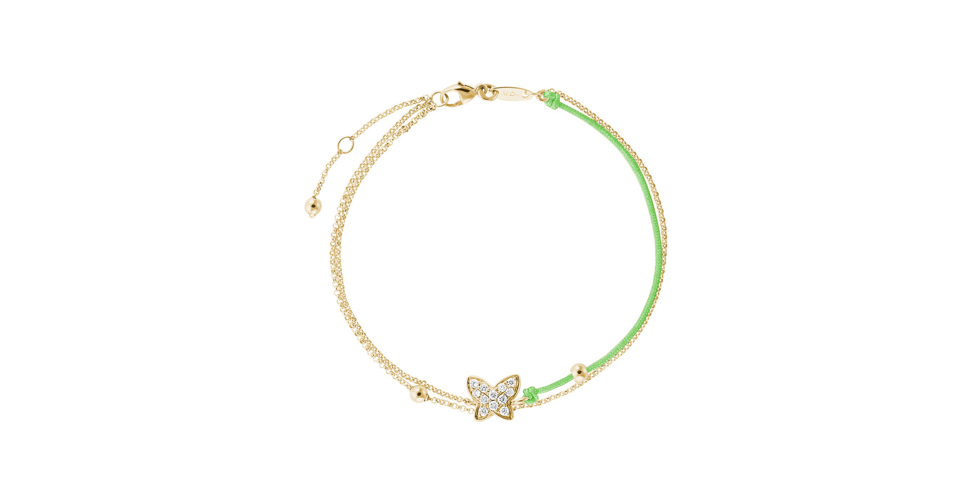 Diamantový náramok so šnúrkou Luxury Butterfly