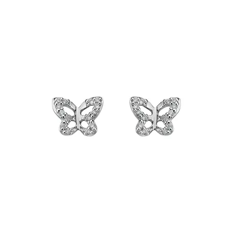 Náušnice s diamantmi Cute Butterfly