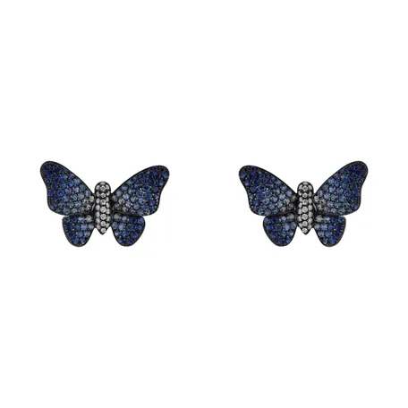 Náušnice s diamantmi a zafírmi Alluring Butterfly
