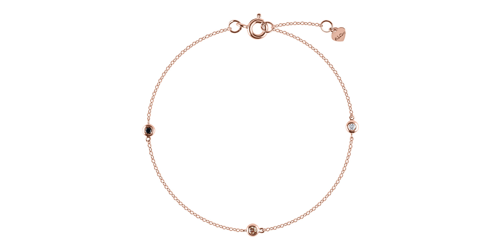 Náramok s hnedými a čiernymi diamantmi Dots