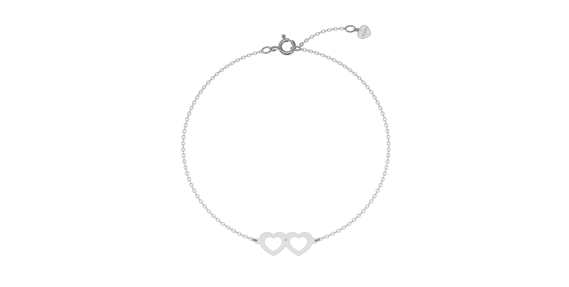 Náramok s diamantom Two Hearts
